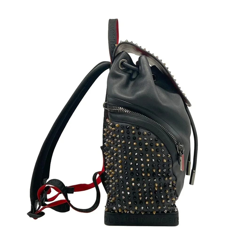 Christian Louboutin Explorer Funk Backpack Black Red Calf Skin Rubber